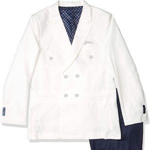Boys' 2 Piece Double Breasted Contrast Linen Suit